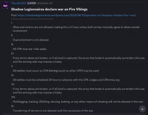 Shadow Legionnaires declare war