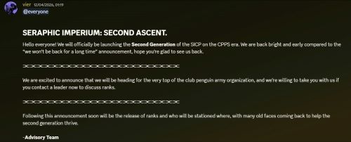 Seraphic Imperium Cease Operations: zall announcing the start of 2nd generation
